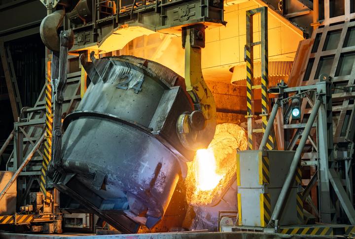AOD converter in operation at Aperam's steel plant in Genk, Belgium